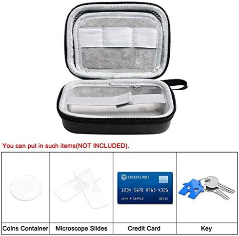 Hard Case for Carson MicroBrite Plus Pocket Microscope (MM-300 or MM-300MU) and MicroFlip (MP-250 or MP-250MU) Travel Storage Carrying Include Carabiner and Strap by Jiusion
